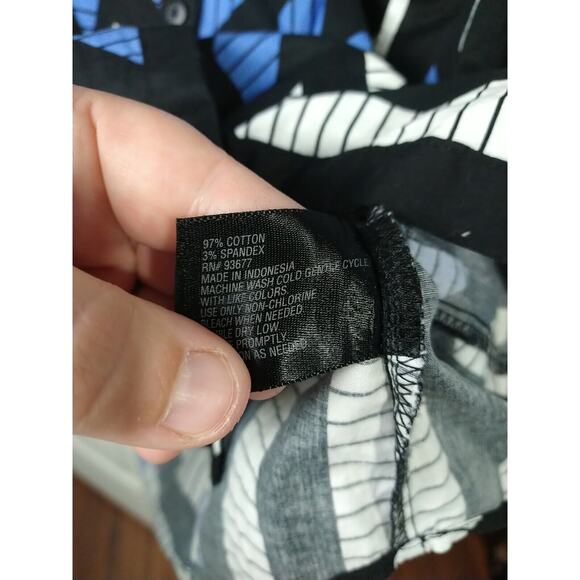 Worthington Woman 6 Blouse Collared Button Blue White Black Professional... - Picture 8 of 9